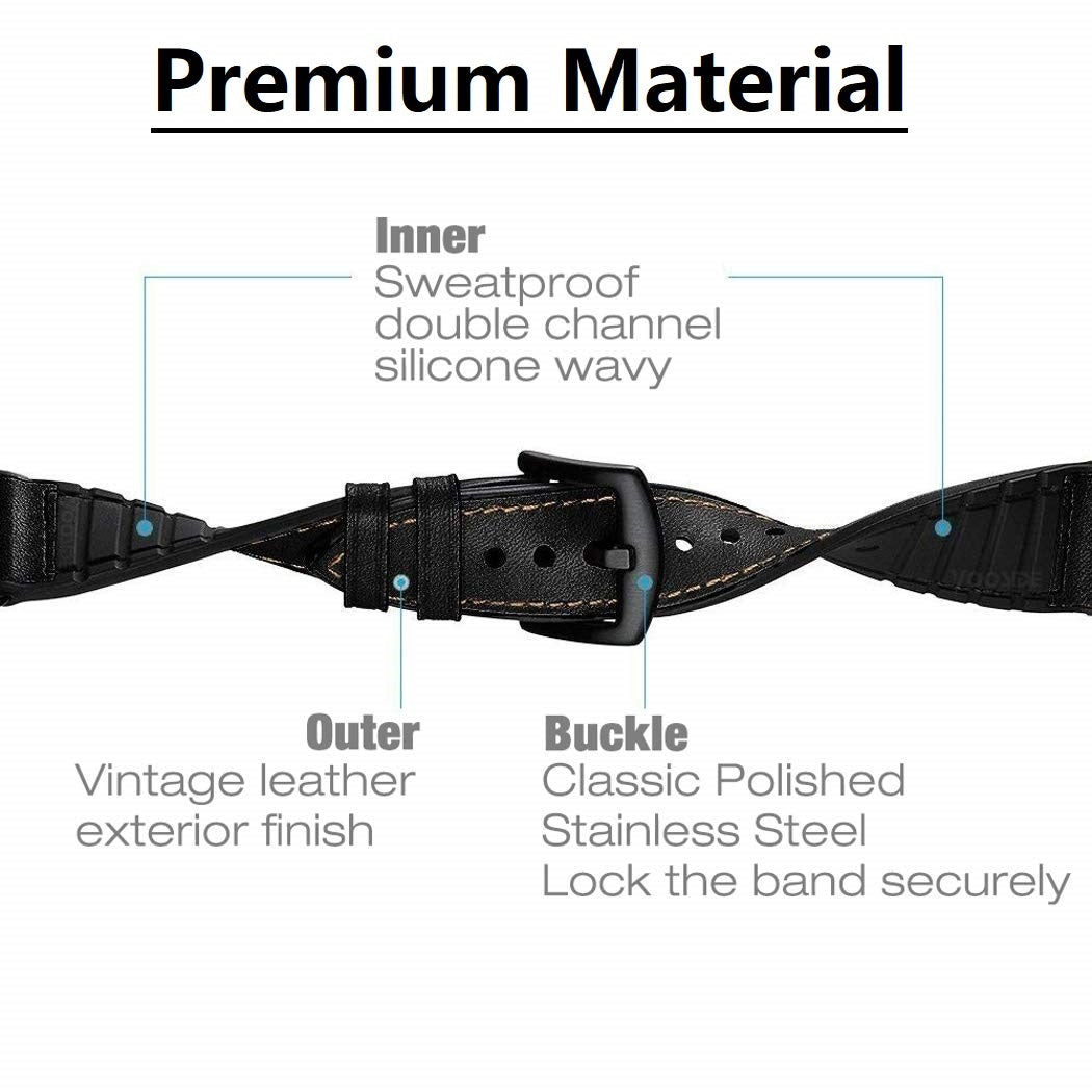 Samsung Galaxy Watch 3 45mm /46mm / Gear S3 Frontier / Classic / Watch GT 2 46mm | 22mm Soft Leather Strap | Dark Brown