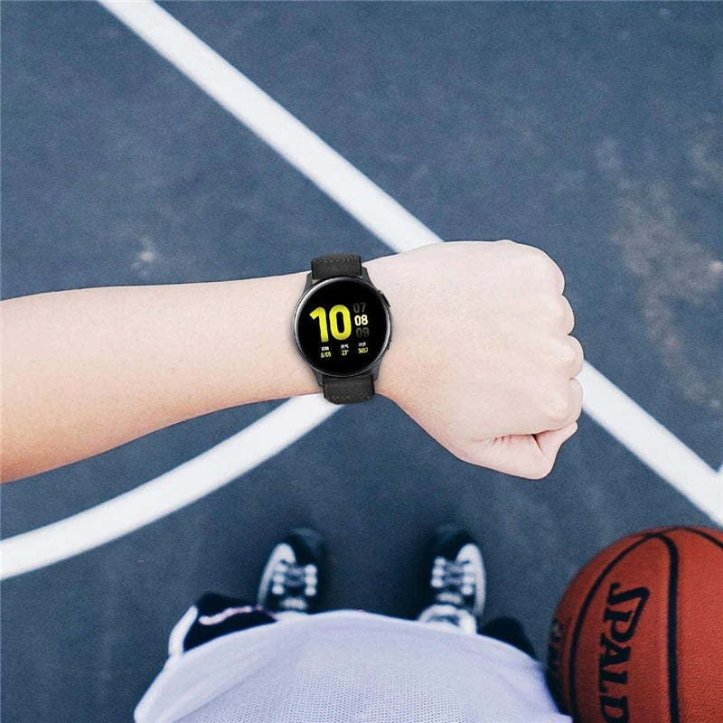 Samsung Galaxy Watch 3 45mm /46mm / Gear S3 Frontier / Classic / Watch GT 2 46mm | 22mm Soft Leather Strap | Black