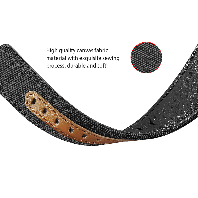 Samsung Galaxy Watch 3 45mm /46mm / Gear S3 Frontier / Classic / Watch GT 2 46mm | Leather Watch Band Canvas Pattern  | Black
