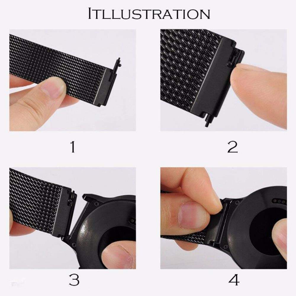 Samsung Galaxy Watch 4 40mm 44mm/Classic/Active 2 40mm 44mm/Galaxy Watch 3 41mm | Milanese Loop Metal Watch Band Strap | Black
