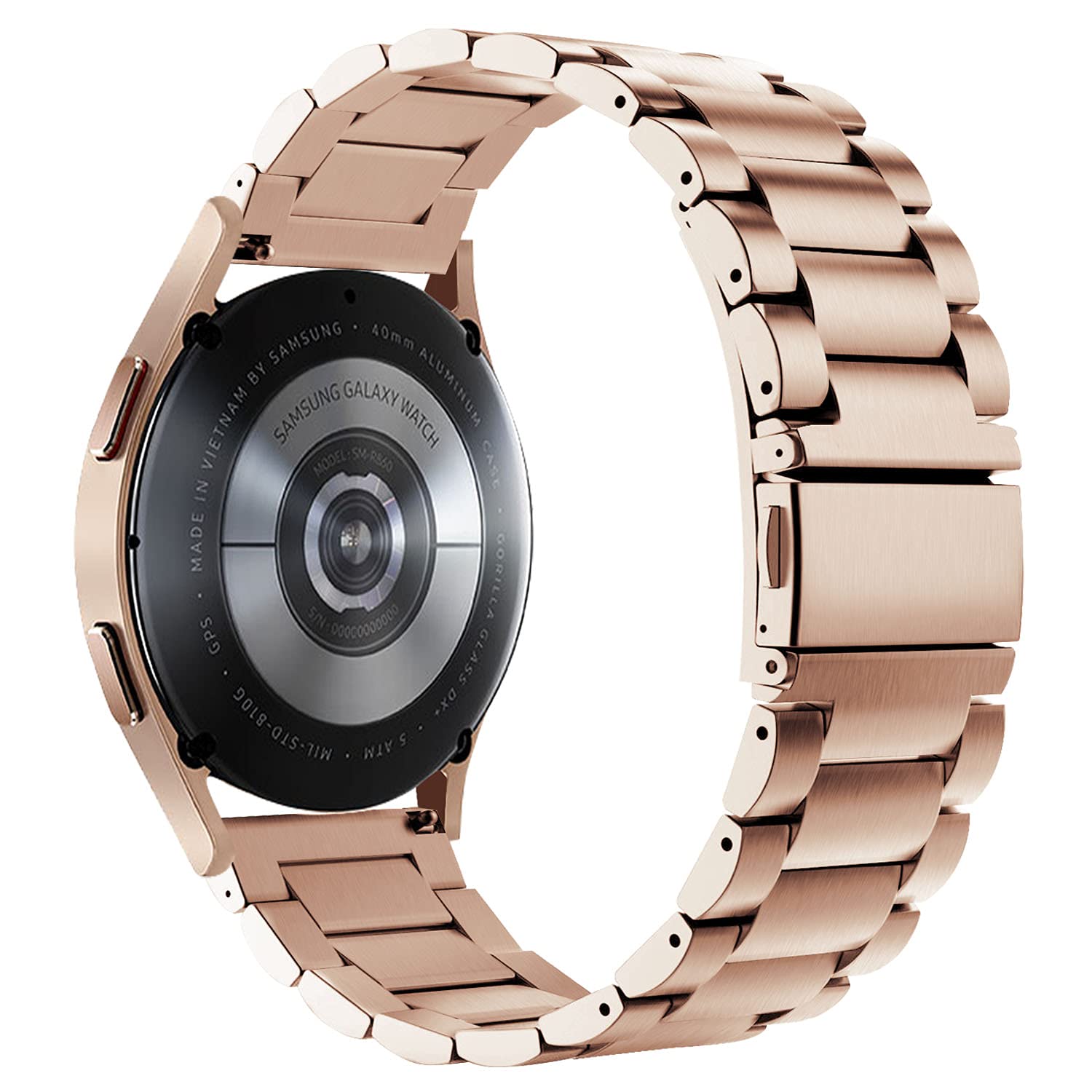 Samsung Galaxy Watch 4 40mm 44mm/Classic/Active 2 40mm 44mm/Galaxy Watch 3 41mm | Metal Watch Band Straps | Rose Gold
