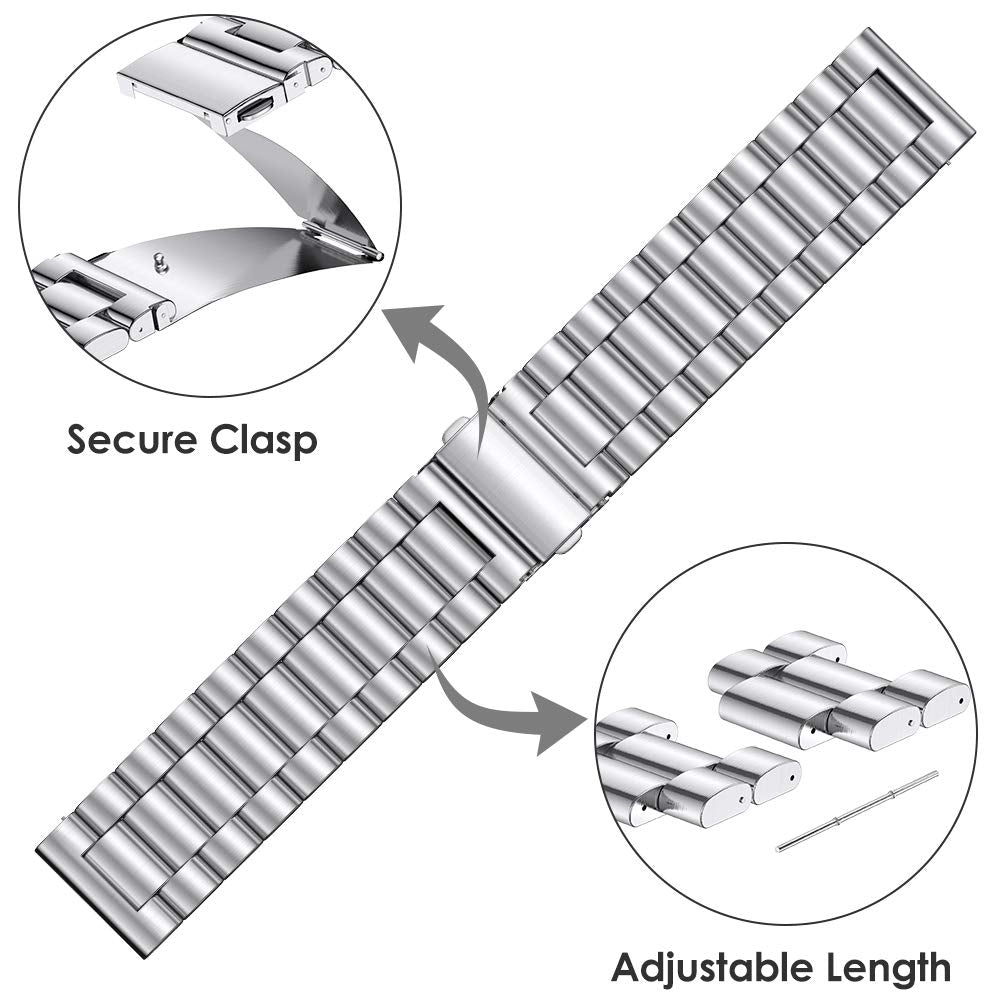 Samsung Galaxy Watch 3 45mm /46mm / Gear S3 Frontier / Classic / Watch GT 2 46mm | Metal Watch Band Straps | Silver