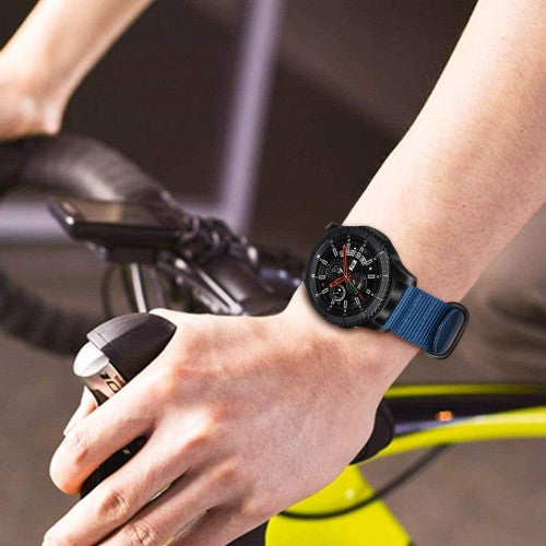 Samsung Galaxy Watch 3 45mm /46mm / Gear S3 Frontier / Classic / Watch GT 2 46mm | Woven Nylon Strap Watch Band   | Black