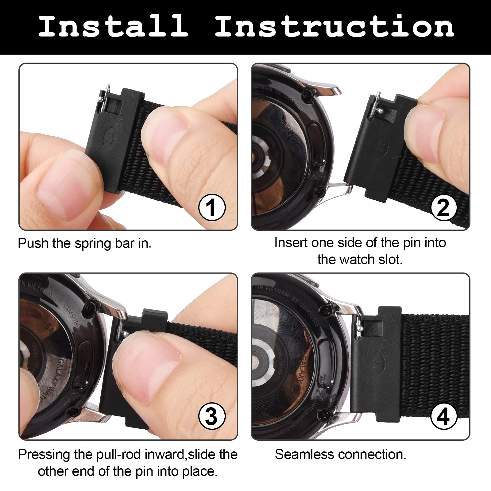 Samsung Galaxy Watch 3 45mm /46mm / Gear S3 Frontier / Classic / Watch GT 2 46mm | Nylon Strap Watch Band   | Electric Pink