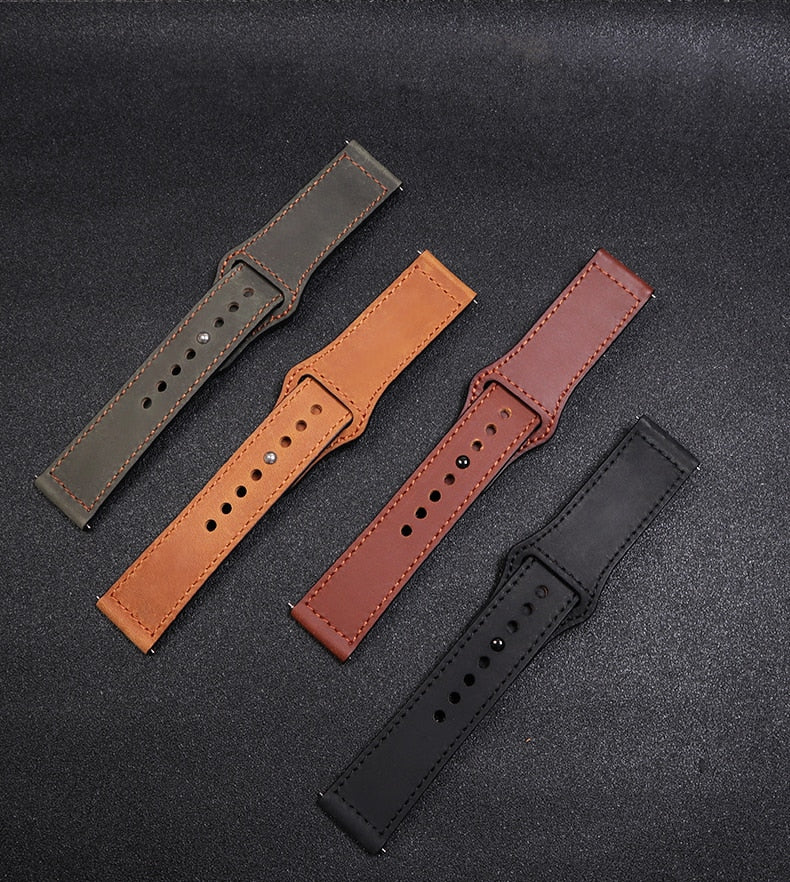 Samsung Galaxy Watch 4 40mm 44mm/Classic/Active 2 40mm 44mm/Galaxy Watch 3 41mm | Leather Wristband Strap | Brown