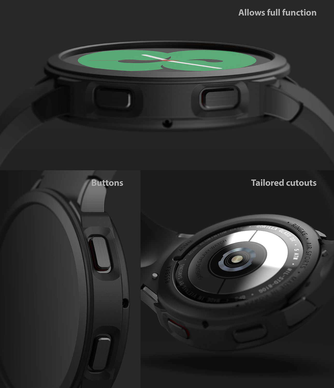 Samsung Galaxy Watch 4 40mm Case| Air Sports Series| Black