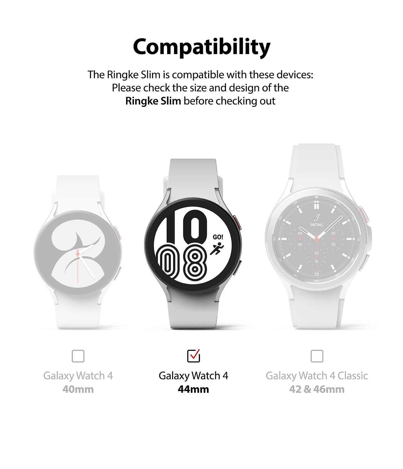 Samsung Galaxy Watch 4 44mm Case| Slim Series| Clear + Dark Chrome