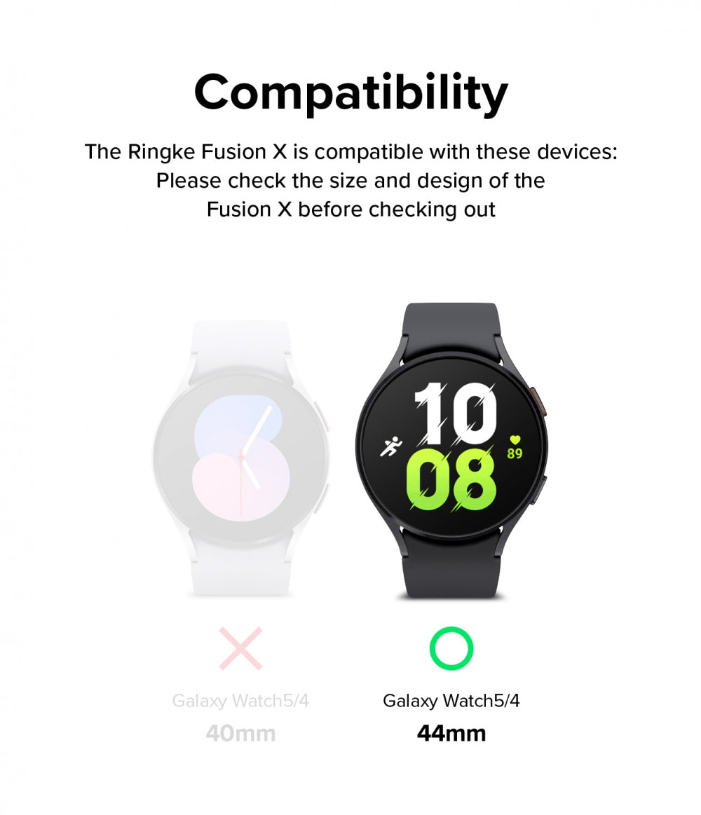 Samsung Galaxy Watch 5/4 44mm Case  | Fusion-X Series | Black (White Index)