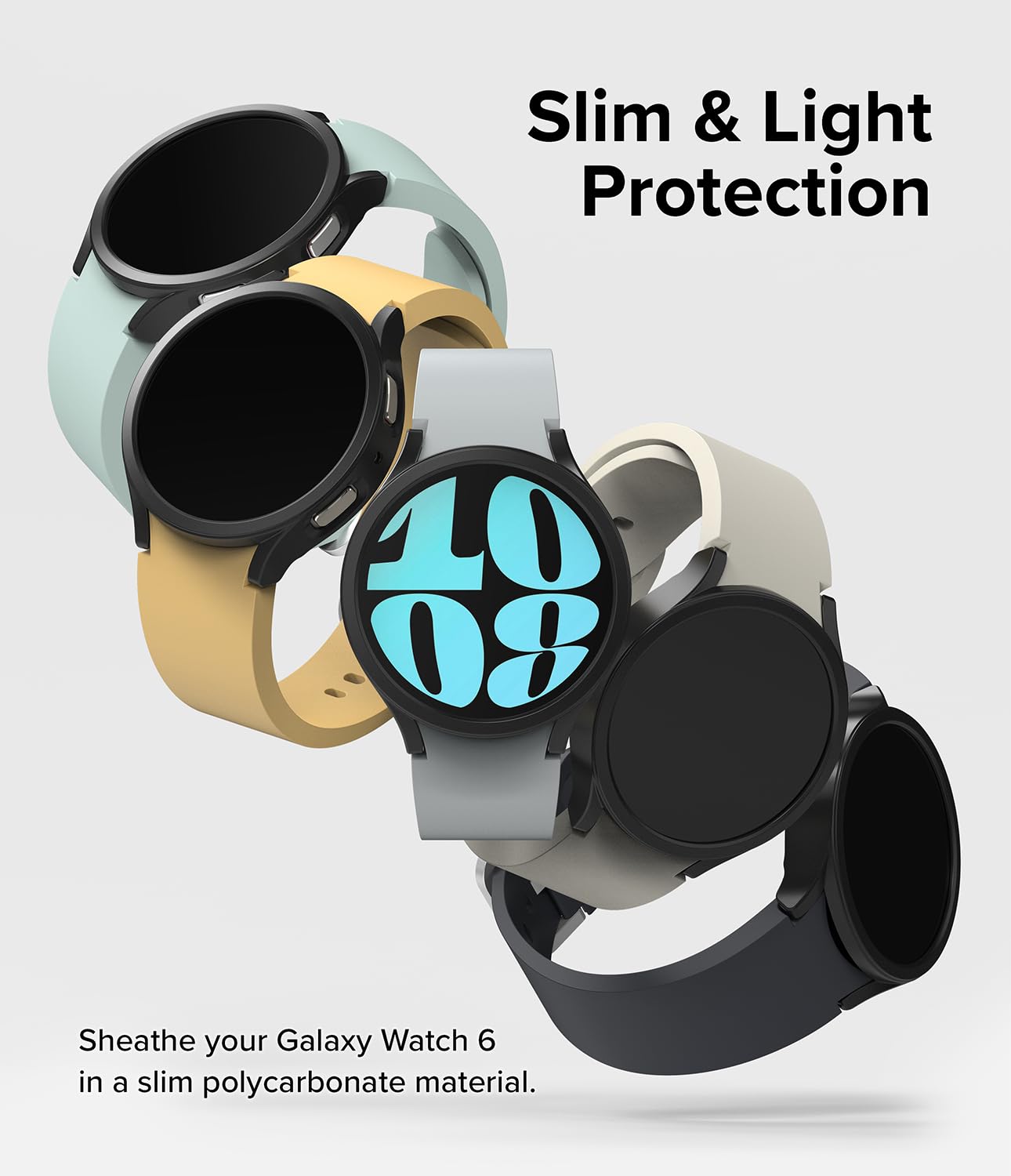 Samsung Galaxy Watch 6 40mm Case| Slim Series | Clear + Matte Black