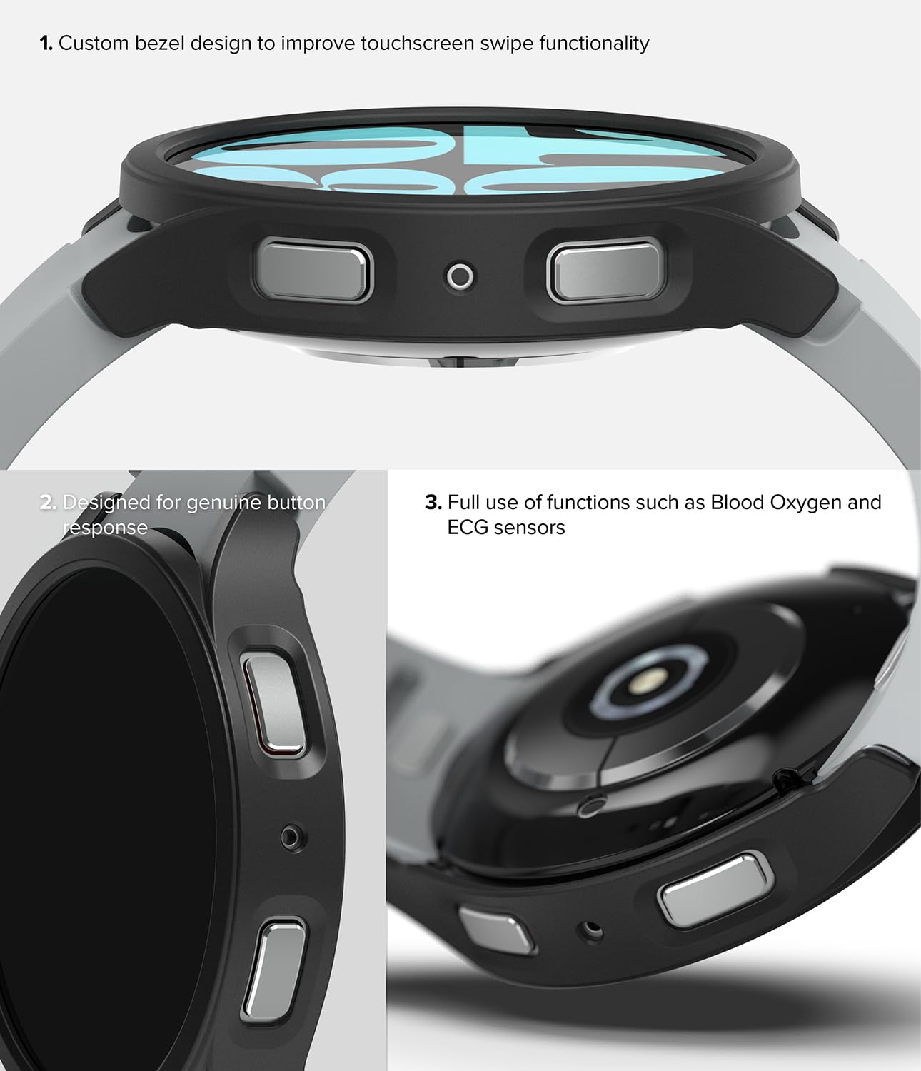 Samsung Galaxy Watch 6 40mm Case| Slim Series | Clear + Matte Black