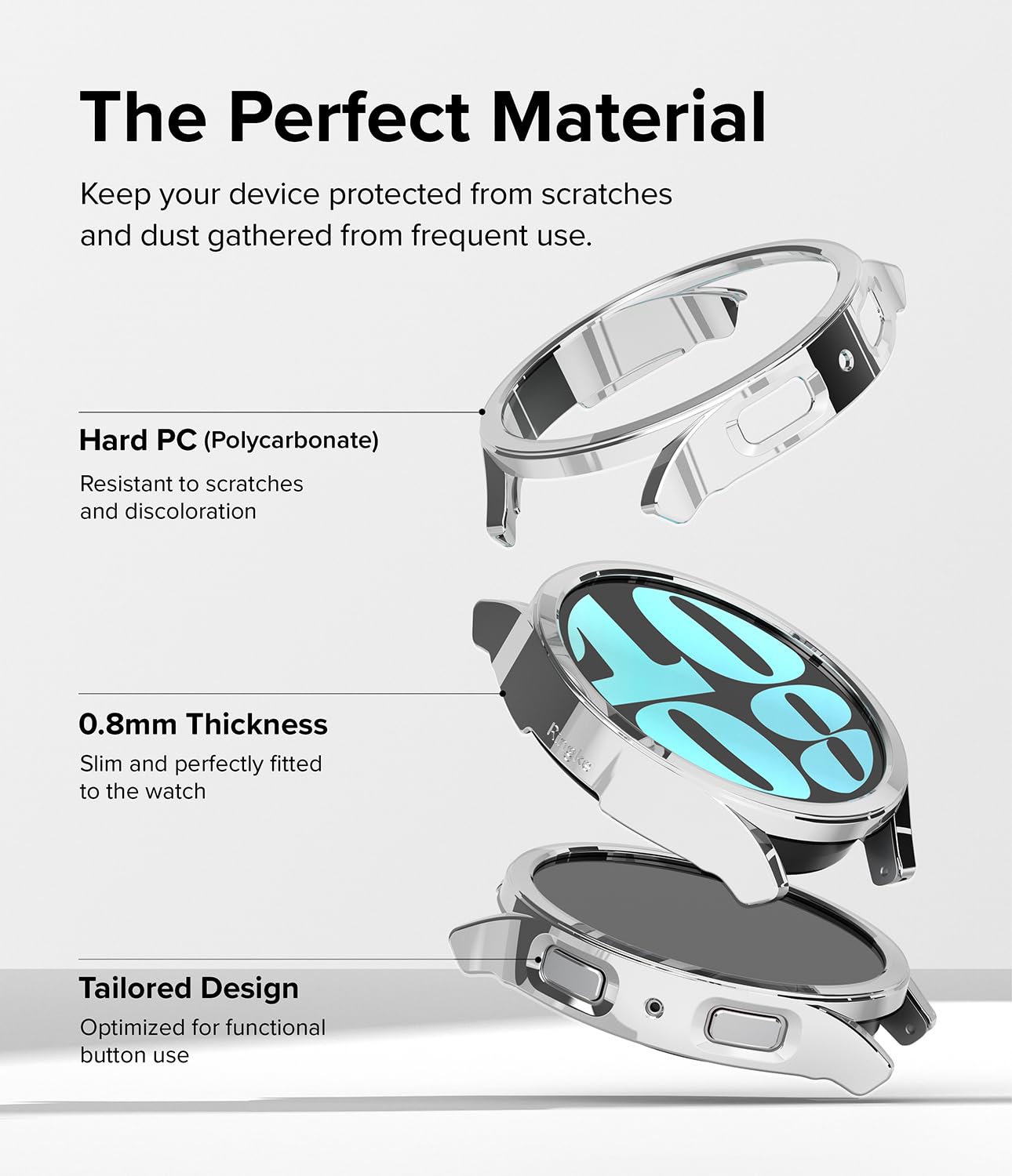 Samsung Galaxy Watch 6 40mm Case| Slim Series | Clear + Chrome