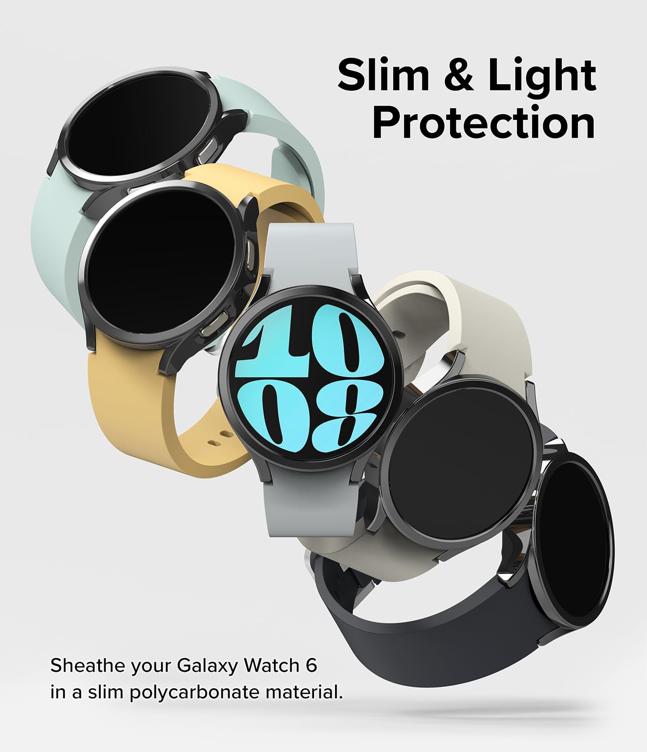 Samsung Galaxy Watch 6 40mm Case| Slim Series | Clear + Dark Chrome