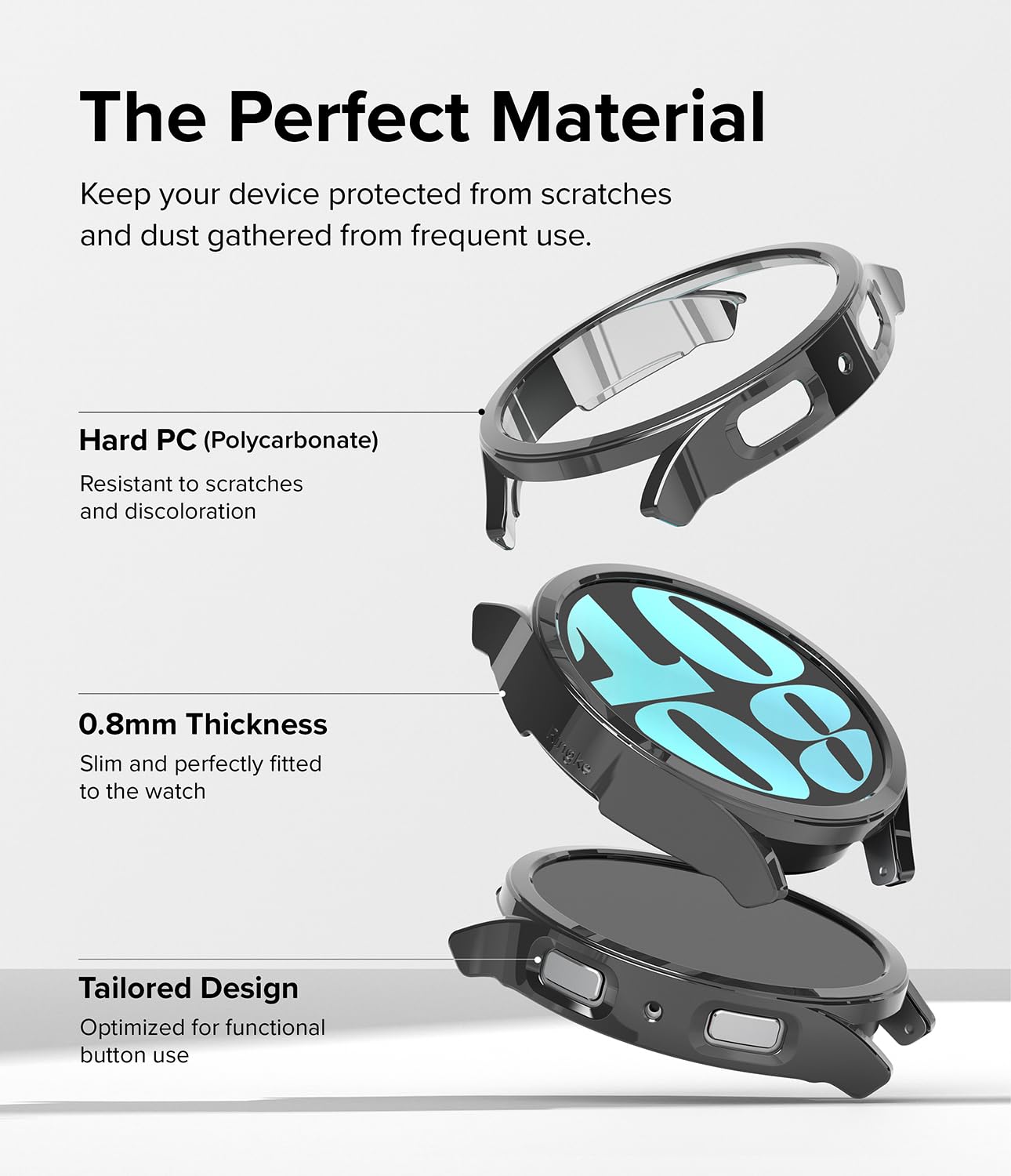 Samsung Galaxy Watch 6 40mm Case| Slim Series | Clear + Dark Chrome