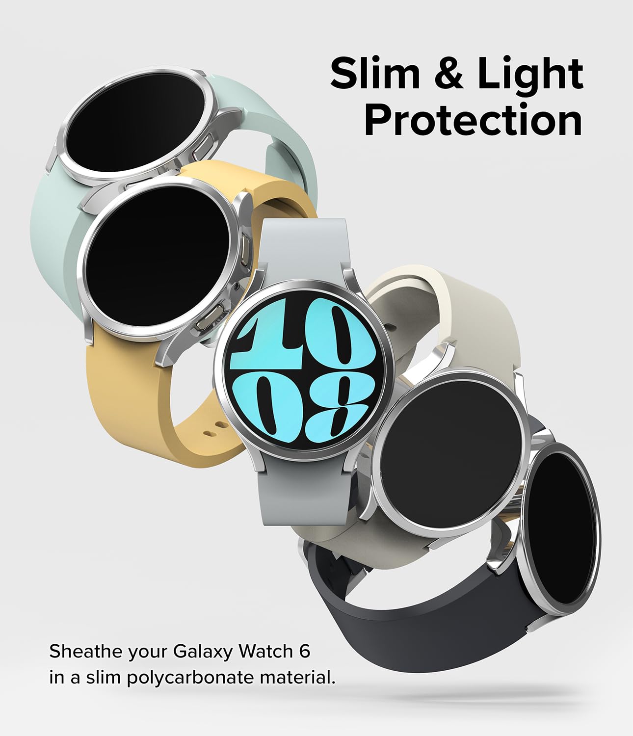 Samsung Galaxy Watch 6 44mm Case| Slim Series | Clear + Chrome