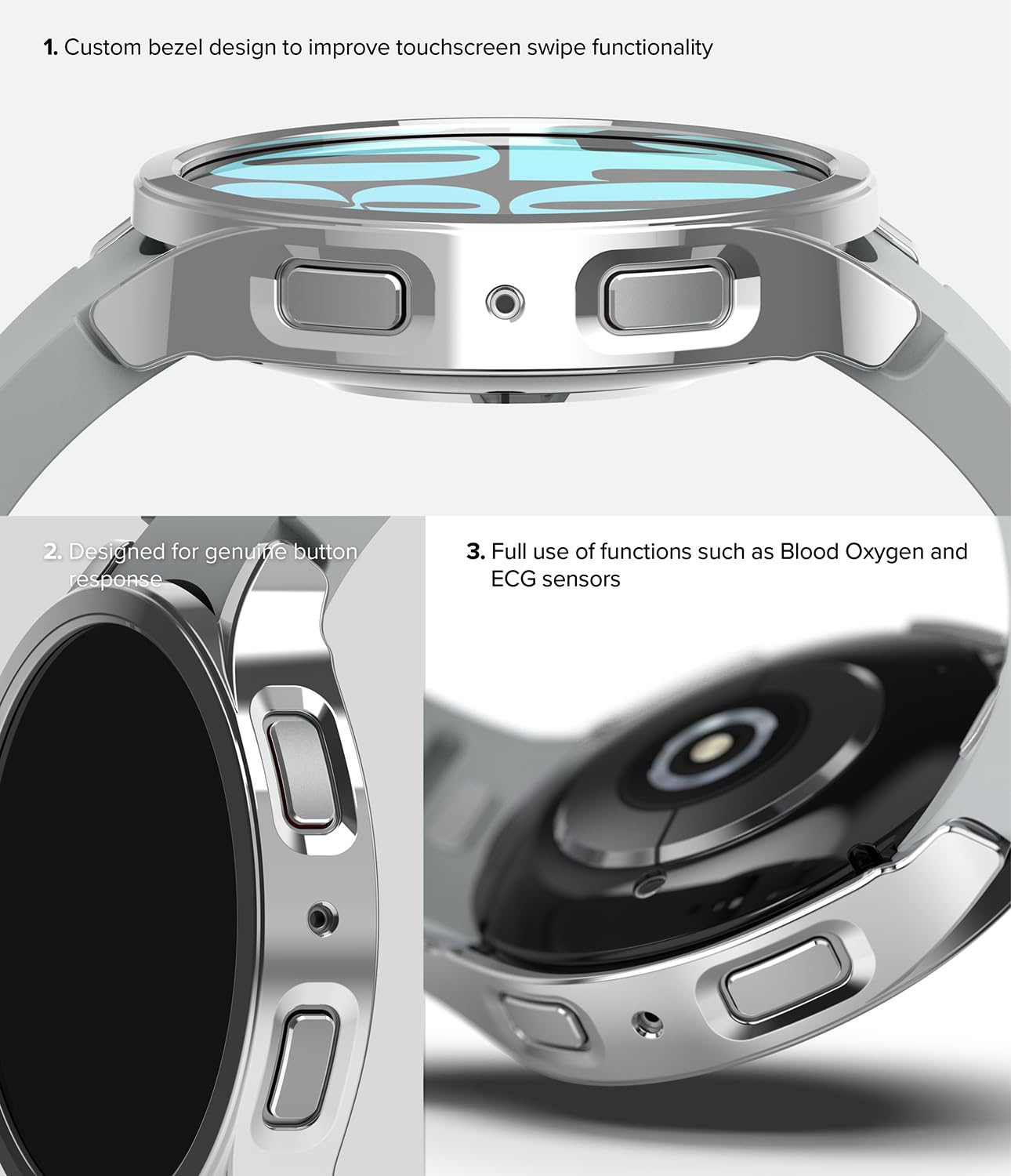 Samsung Galaxy Watch 6 44mm Case| Slim Series | Clear + Chrome