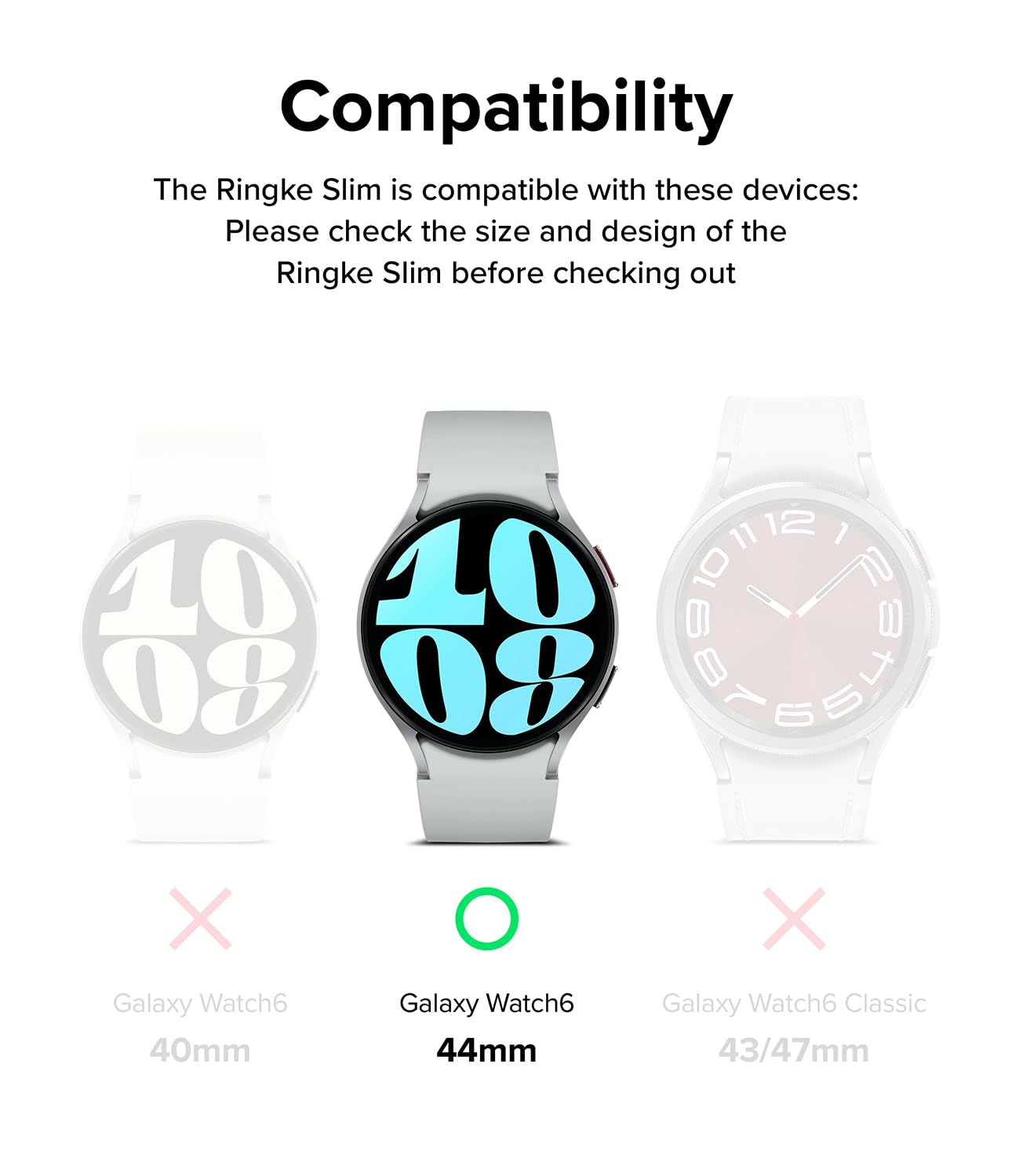 Samsung Galaxy Watch 6 44mm Case| Slim Series | Clear + Dark Chrome