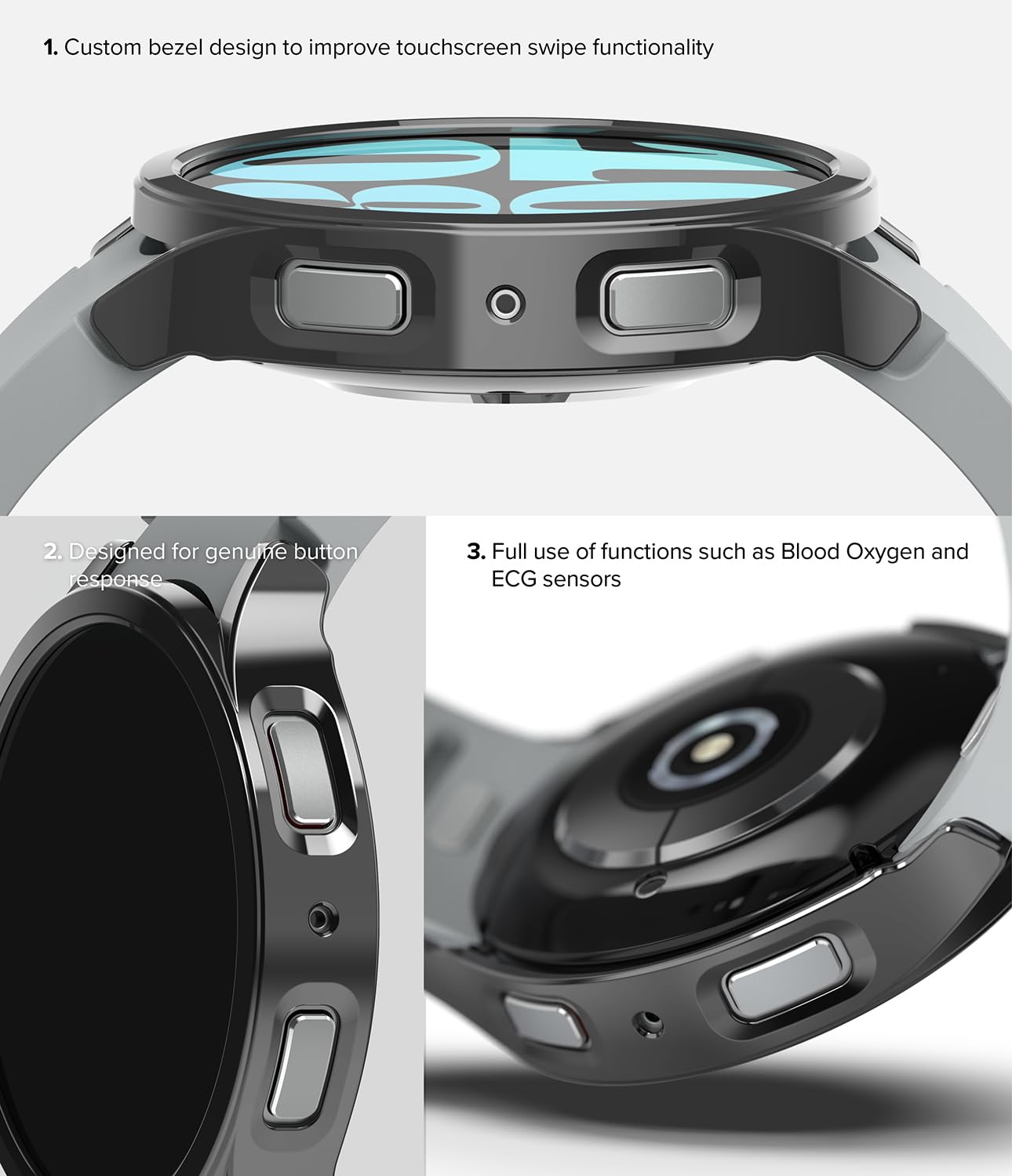 Samsung Galaxy Watch 6 44mm Case| Slim Series | Clear + Dark Chrome