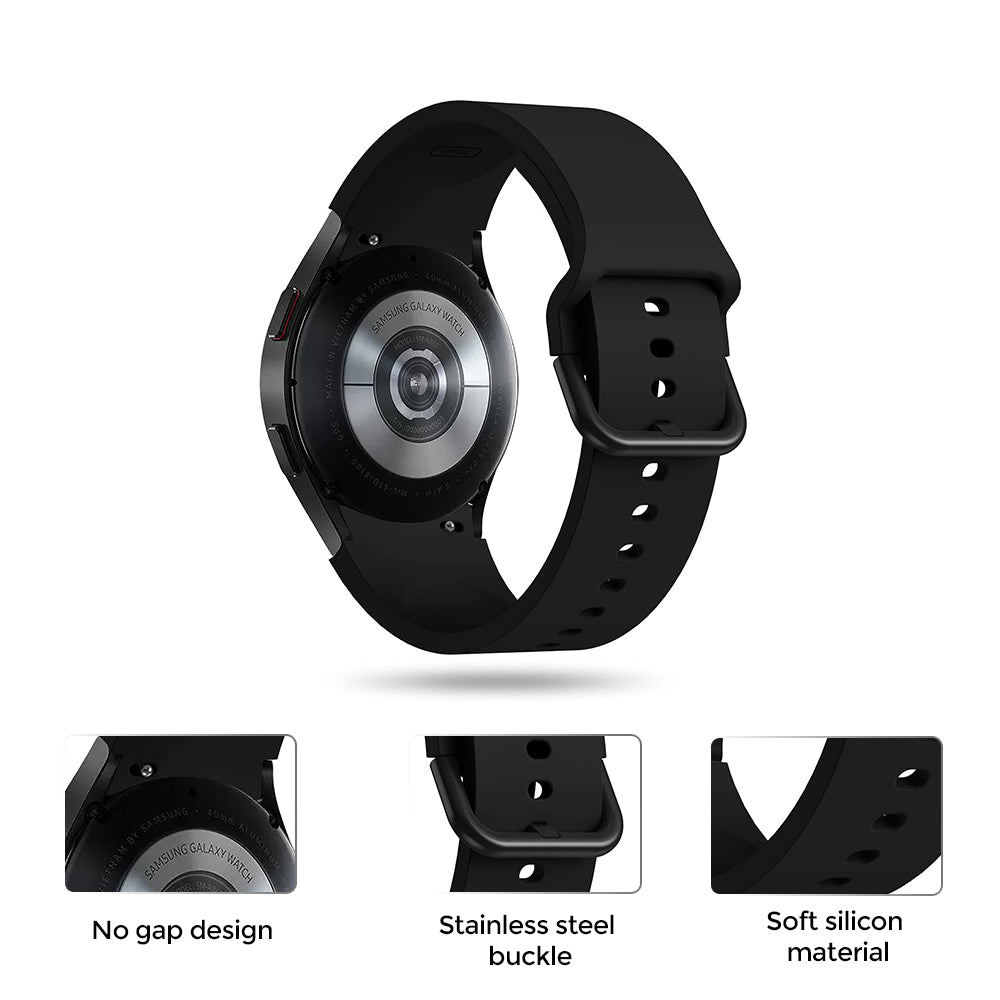 20mm Samsung Galaxy Watch 4 | NO GAP Silicone Watch Band Strap  | Black