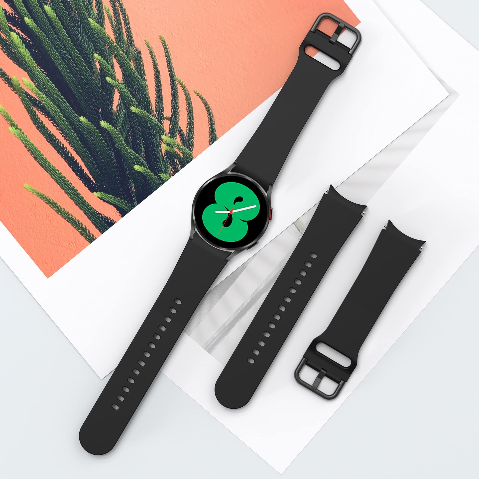 20mm Samsung Galaxy Watch 4 | NO GAP Silicone Watch Band Strap  | Black
