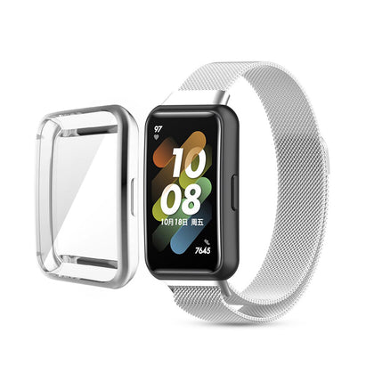 Huawei Watch Band 7 | Milanese Watch Band Strap +TPU Watch Case | Silver