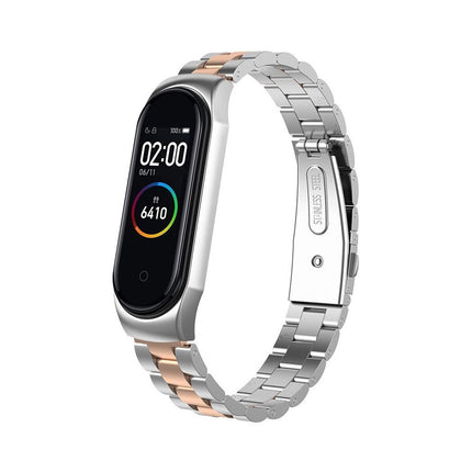 Xiaomi Mi Band 6 / 5 | 3 beads Stainless Steel Metal Watch Band Strap | Silver/Rose Gold