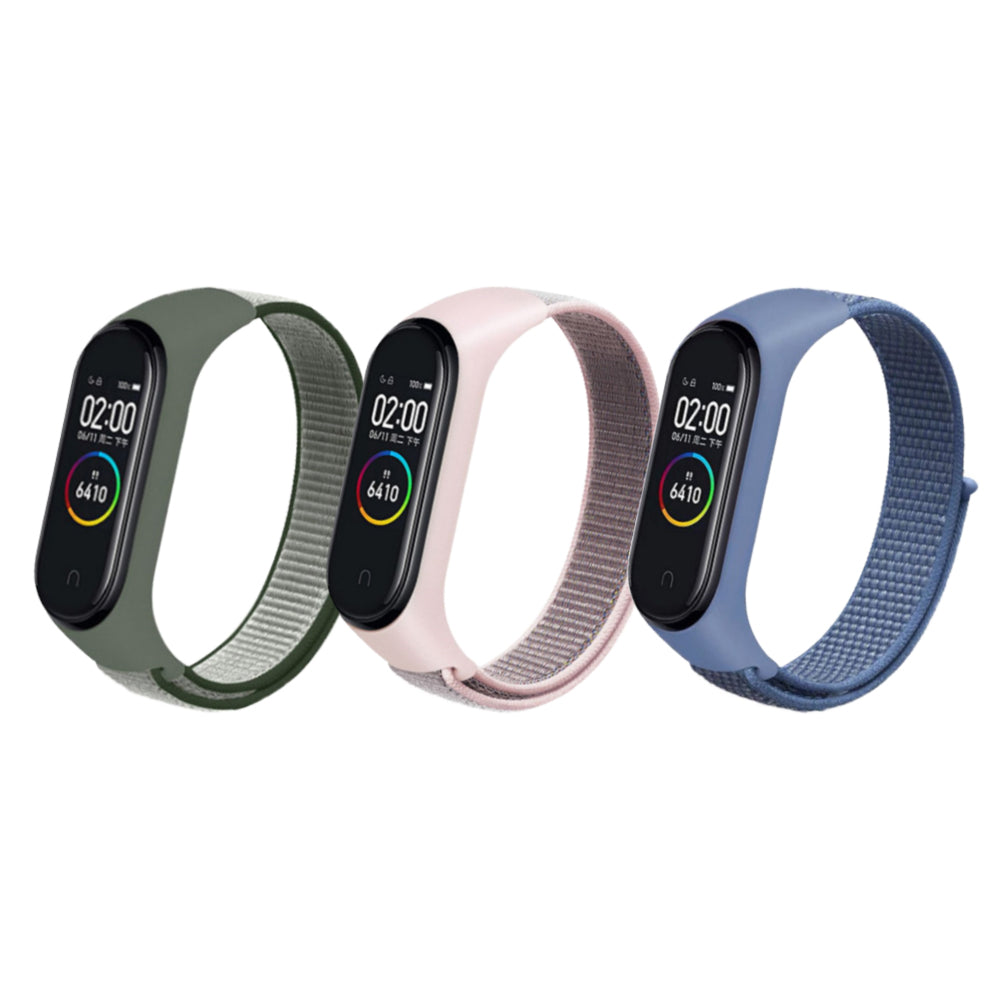 Nylon Straps | Xiaomi Mi Band 7 / 6 / 5 | Deep Olive+Pink Sand+Cape blue