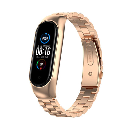 Xiaomi Mi Band 7 | 3 beads Stainless Steel Metal Watch Band Strap | Silver/Rose Gold