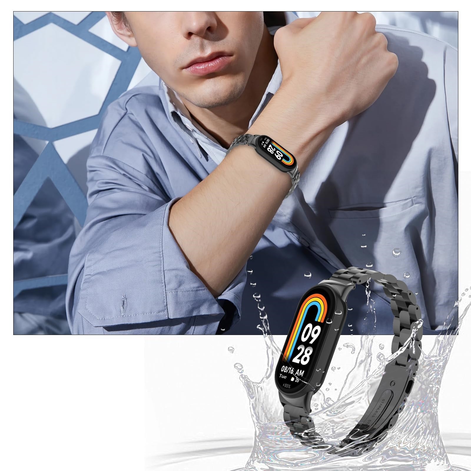 Xiaomi Mi Band 8 Metal Watch Strap | Rose Pink