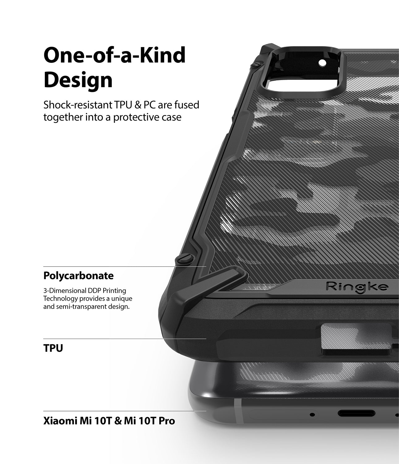 Xiaomi Mi 10T Ringke Fusion X Camo Black