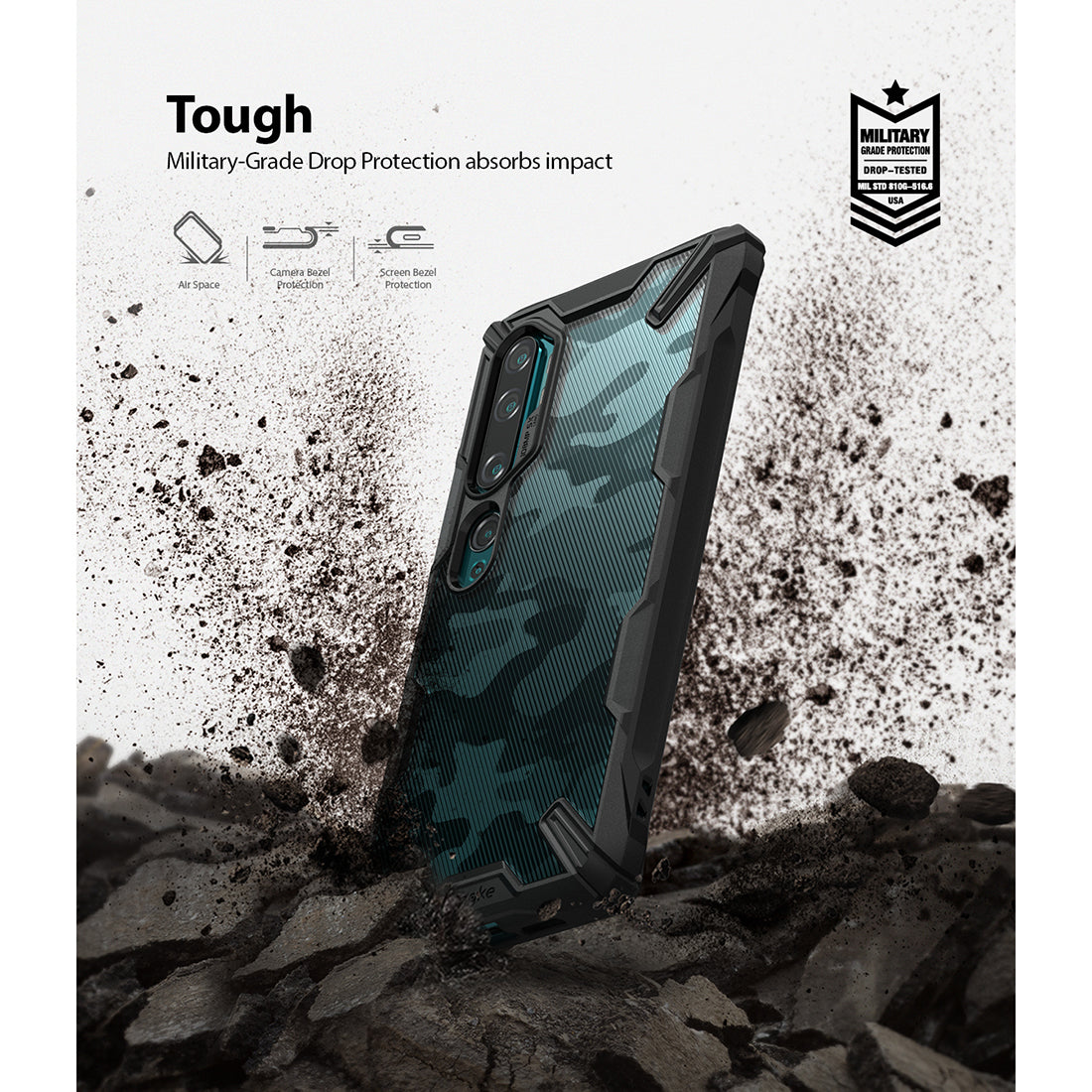 Xiaomi Mi Note 10 Ringke Fusion X Camo Black