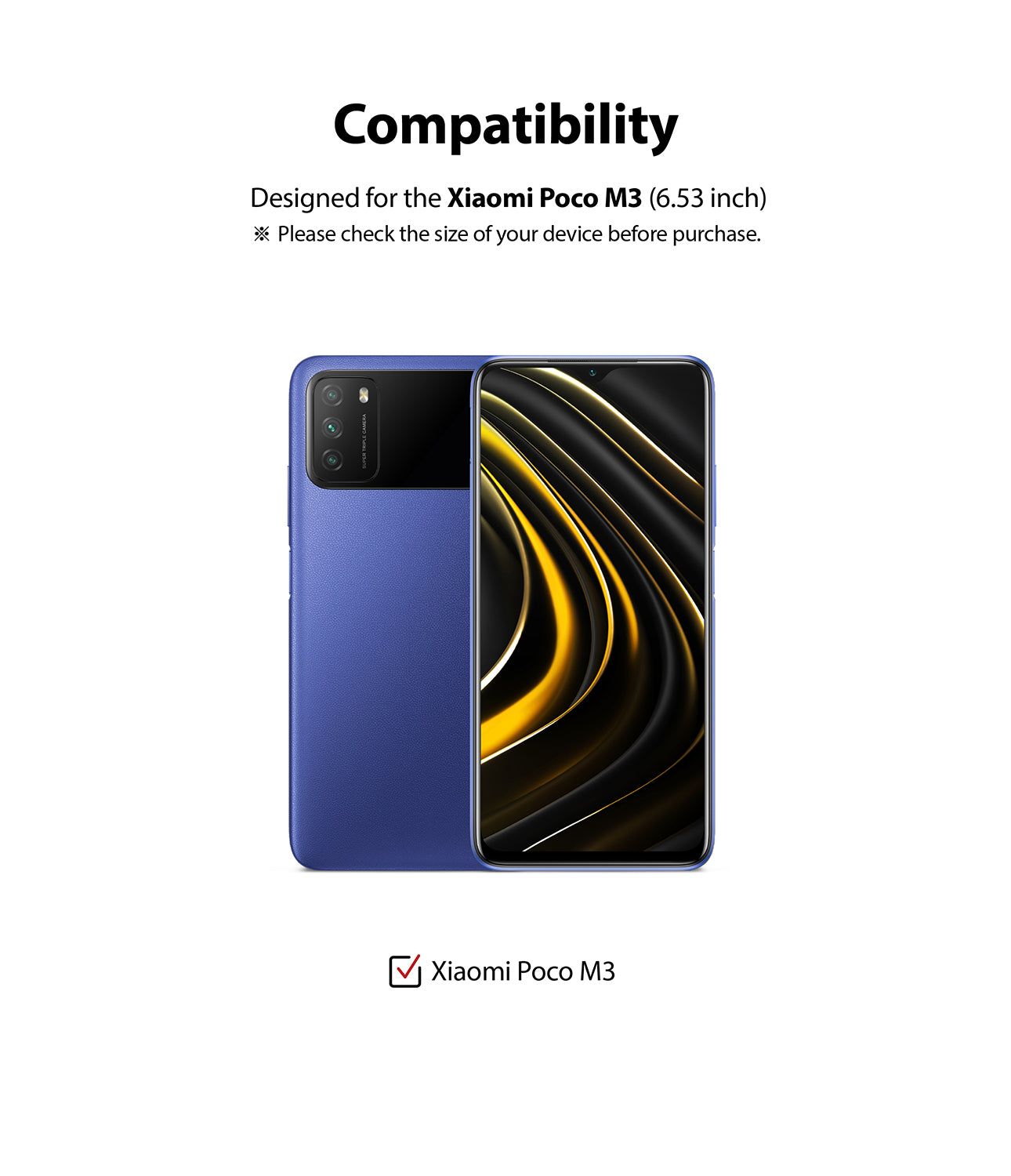 Xiaomi Poco M3 Screen Protector| Invisible Defender Full Coverage| Black