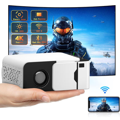 Smart Mini Projector with WiFi and Bluetooth [Android 13.0/Electric focus] Portable Projector 4K Support, HD 1080P Supported Home Theater Video Projector -White