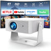 Mini Smart Projector with Android 13, 180 ANSI Lumens, 1080P Support, 2.4G/5G WiFi 6, Bluetooth 4.0, 4K Decoding, HDMI/USB/TF, Auto Keystone