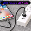 USB-A Female to USB-C Male OTG Adapter for Charging & Data Transfer for iPhone 15/16/17, MacBook, iPad, Samsung Galaxy and More Devices