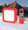 1 Set Silicone Case + Remote Cover for 2022 Apple TV 4K Wi-Fi TV Box Remote Cover- Red