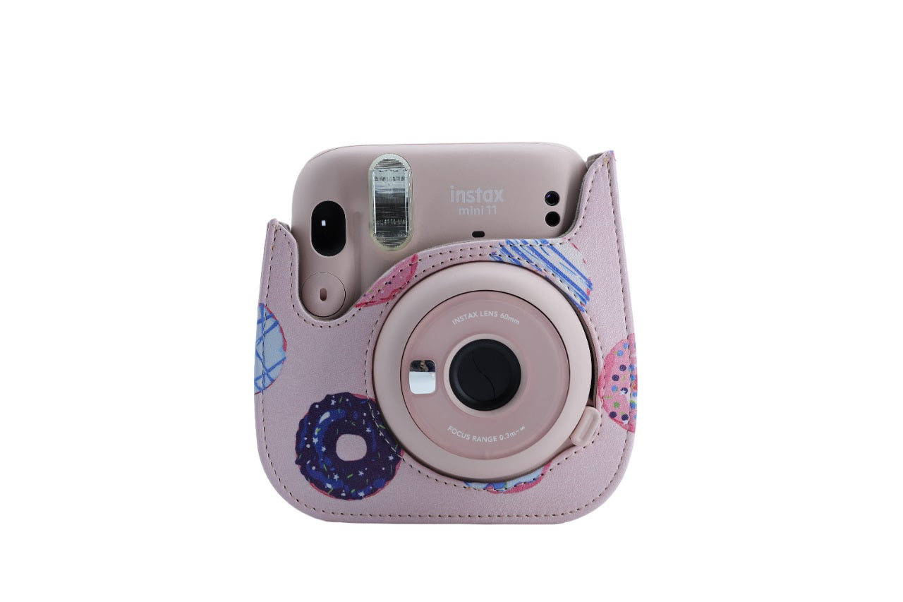 Case for Fujifilm Instax Mini 11/12 Case PU Leather Instant Camera Cover with Adjustable Strap - Rings