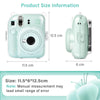 Clear Case For Fujifilm Mini 12 Instant Camera, Hard PC Cover with Adjustable Strap and Pocket & Decorative sticker - Green