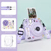 Clear Case Compatible with Fujifilm Mini 12 Instant Camera, Hard PC Cover with Adjustable Strap and Pocket & Decorative sticker - Purple