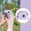 Clear Case Compatible with Fujifilm Mini 12 Instant Camera, Hard PC Cover with Adjustable Strap and Pocket & Decorative sticker - Purple