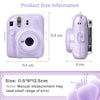 Clear Case Compatible with Fujifilm Mini 12 Instant Camera, Hard PC Cover with Adjustable Strap and Pocket & Decorative sticker - Purple