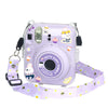 Clear Case Compatible with Fujifilm Mini 12 Instant Camera, Hard PC Cover with Adjustable Strap and Pocket & Decorative sticker - Purple