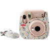 Case for Fujifilm Instax Mini 12 11 Case PU Leather Instant Camera Cover with Adjustable Strap - White Flamingo
