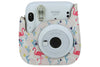 Case for Fujifilm Instax Mini 12 11 Case PU Leather Instant Camera Cover with Adjustable Strap - White Flamingo