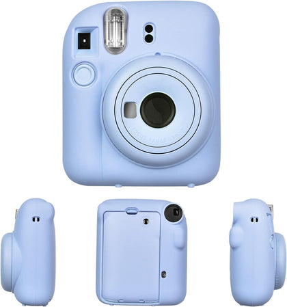 Silicone Case for Fujifilm Instax Mini 12 Instant Camera Case |Soft Protective Camera Cover with Adjustable Shoulder Strap - Pastel Blue