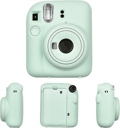 Silicone Case for Fujifilm Instax Mini 12 Instant Camera Case |Soft Protective Camera Cover with Adjustable Shoulder Strap - Mint Green