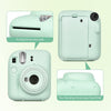 Fujifilm Instax Mini 12 Instant Camera Silicone Case |Protective Camera Cover with Adjustable Shoulder Strap | Mint Green