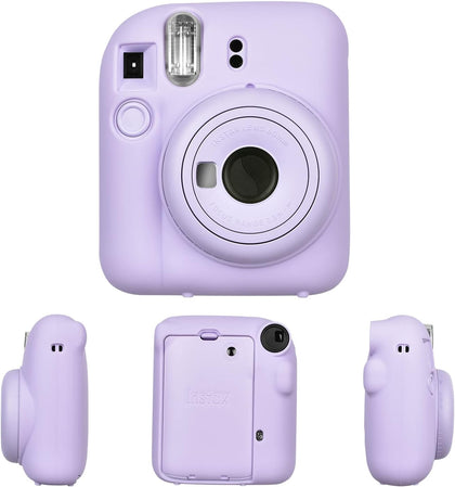 Fujifilm Instax Mini 12 Instant Camera Silicone Case |Protective Camera Cover with Adjustable Shoulder Strap | Lilac Purple