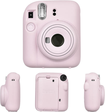 Silicone Case for Fujifilm Instax Mini 12 Instant Camera Case |Soft Protective Camera Cover with Adjustable Shoulder Strap - Blossom Pink