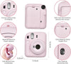 Silicone Case for Fujifilm Instax Mini 12 Instant Camera Case |Soft Protective Camera Cover with Adjustable Shoulder Strap - Blossom Pink