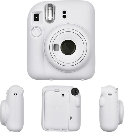 Fujifilm Instax Mini 12 Instant Camera Silicone Case |Protective Camera Cover with Adjustable Shoulder Strap | Clay White